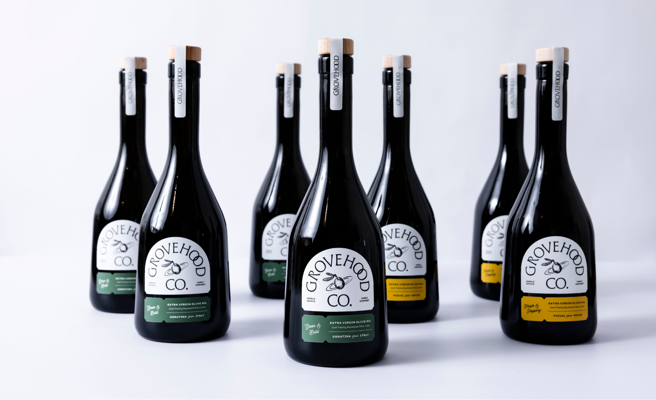 Grovehood Collective Extra Virgin Olive Oil bottles
