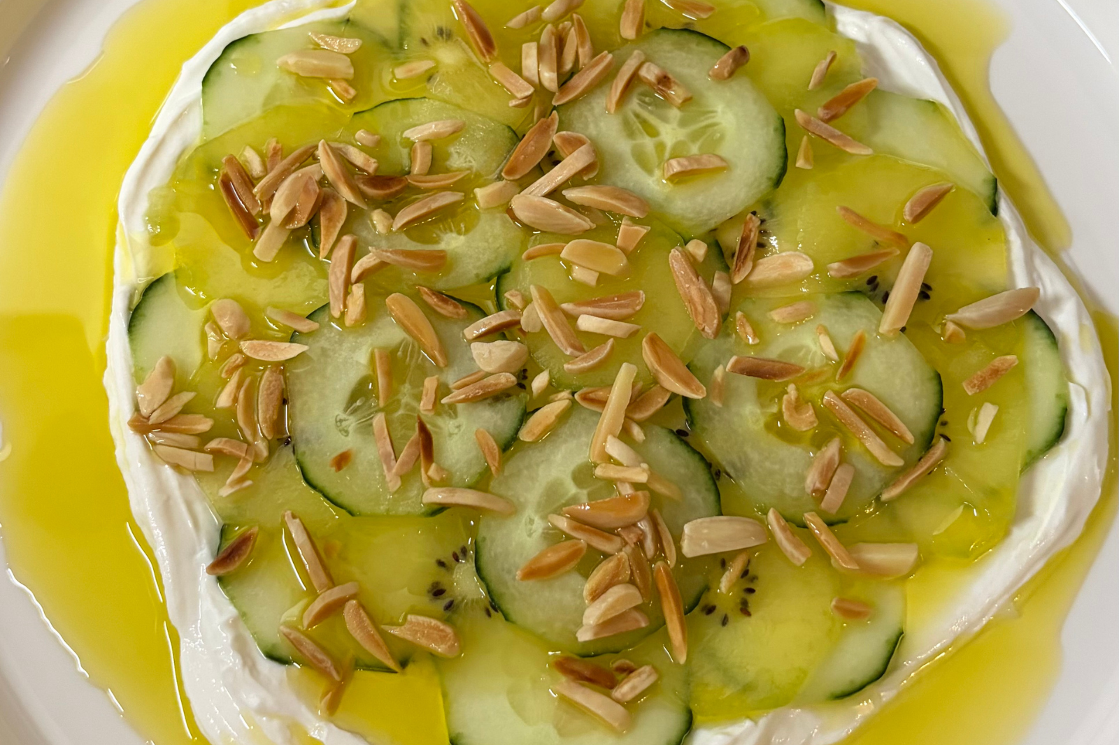 Kiwi & Cucumber Carpaccio on Whipped Goat Cheese